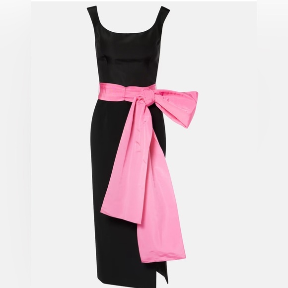 Carolina Herrera Black midi Dress with Pink Accent size 6 - Picture 4 of 10